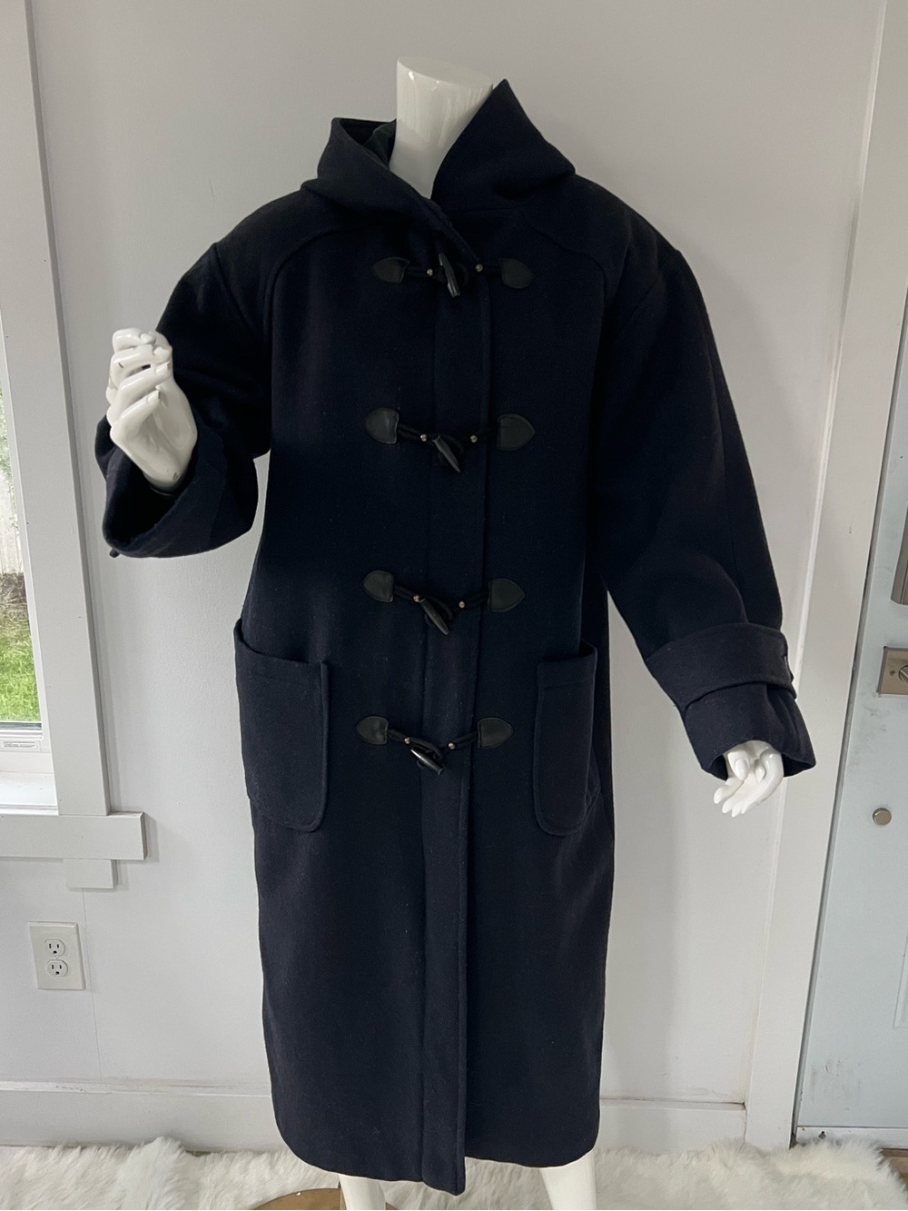 Les Modes Ellabee women’s hooded long coot pure wool vintage Made in Canada